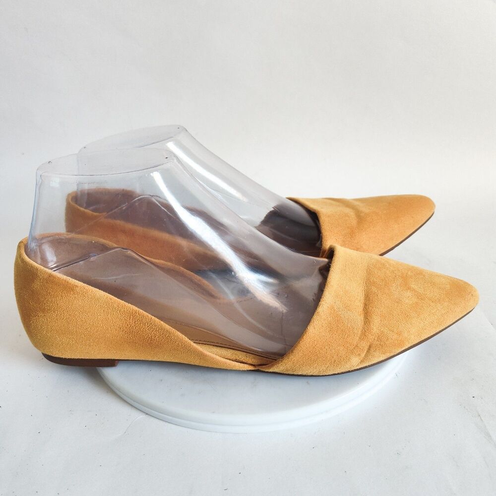 J. Crew D'Orsay Shoes Flats Size 8‎ Zoe Pointed Toe Sueded Preppy Mustard Yellow